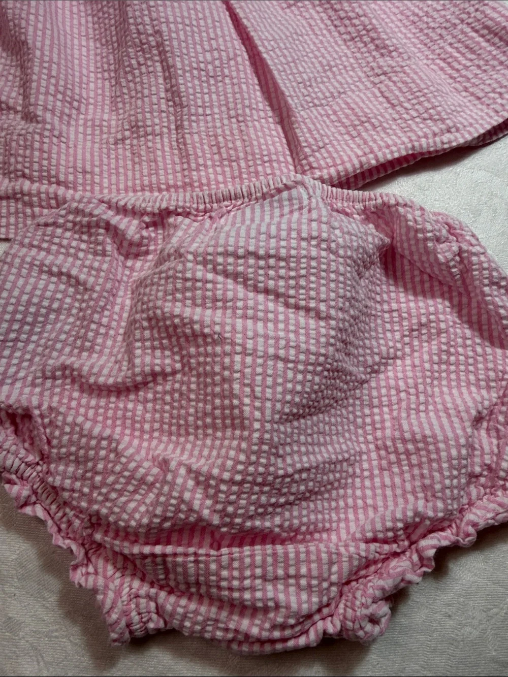 Ralph Lauren Pink Striped Baby Dress with Bloomer Set